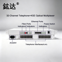Convertisseur Mux Fibre Optique Multi-services 32 Canaux POTS Téléphoniques + 4 Ports Ethernet Gigabit RJ45