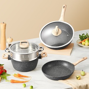Maifan Stone Cookware Set 12 Pieces Non Stick Induction Safe For Steaming Boiling Stewing Frying - Product Image 2