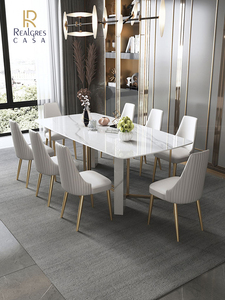 Bộ Bàn Ăn Chiều Cao Đương Đại Bộ Bàn Ăn Bằng Đá Cẩm Thạch Trắng Cao Bóng Bàn Ăn Và Ghế Đặt Trang Chủ - Product Image 6