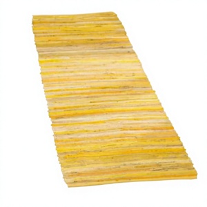 ITHL Modern Solid Multi Cotton Area Rug Rectangle Flat <b>Weave</b> Non Slip Rubber Backing Hallway Outdoor Use Thin Yellow Beige - Product Image 1
