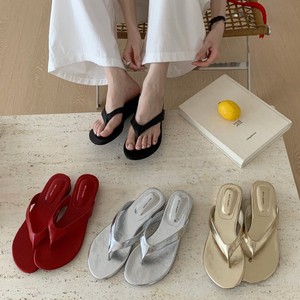 Summer Women's Solid Color Open Toe Flip Flops PU Upper EVA Outsole Anti-Slip Beach Casual <b>Slippers</b> - Product Image 1