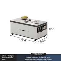 Table basse multifonctionnelle moderne en verre, réglable et pliable, combinée à une table à manger, ensemble de meubles TV double usage pour la maison, luxe