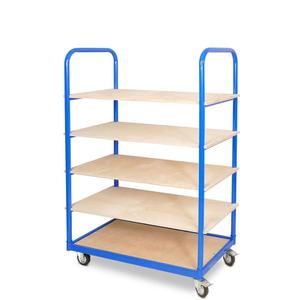 LxPxH 1050x500x1450mm inclus 15 Euroboxes 2 frein de stationnement de direction et 2 roulettes fixes 5 niveaux étagère de rack de chariot de sol - Product Image 2