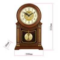 Horloge de bureau/murale vintage, mouvement à quartz silencieux, plastique ABS et bois, avec carillons de Westminster, design Art Déco