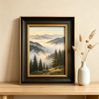 Moulures décoratives européennes en bois massif avec finition métallique pour tableaux à l'huile