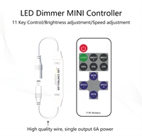 Mini contrôleur à 11 touches, monochrome, 6A, 5V, 12V, 1 canal, SMD2835, variateur LED, télécommande sans fil RF, luminosité réglable