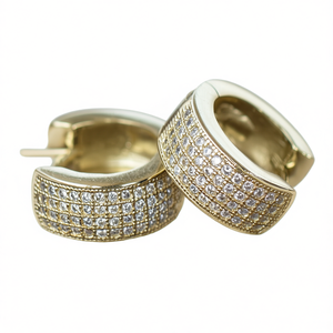 Orecchini a Cerchio di Lusso in Oro con Diamanti, Taglio Brillante Rotondo, Colore G, Gioielli Raffinati per Uso Quotidiano - Product Image 1