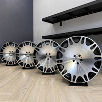 Jante en alliage monobloc forgée sur mesure, face usinée argentée, inserts noirs brillants, 5 trous, diamètre personnalisé, PCD, ET, CB