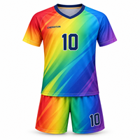 Maillot de football personnalisé à dégradé arc-en-ciel, uniforme d'équipe de football entièrement sublimé, club OEM