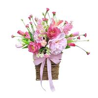 Guirlande de fleurs artificielles en plastique pour le printemps, 35x30cm, style classique fait main, haute qualité, panier suspendu pour porte de maison, Noël