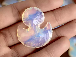 Polished <b>Moon</b> Shape Aura Quartz <b>Crystal</b> Stone Carved Gemstone Pendant for Decoration Meditation Home Display - Product Image 1