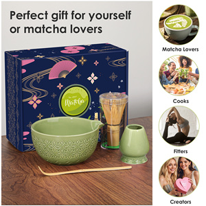 High Quality Traditional Japanese-Style 4-Piece Matcha <b>Tea</b> <b>Set</b> Engraved-Patterned Bowls Bamboo-Handled Mixer <b>Tea</b> <b>Set</b> - Product Image 5