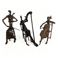 Ensemble de Statues de Musiciens de Septette de Jazz Faits à la Main en Cuivre, Sculptures Abstraites de Celliste et Organiste, Art Décoratif pour la Maison, Article de Luxe