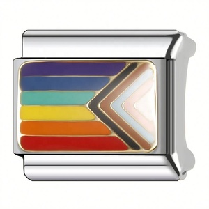 Wholesale Unisex Gold Plated Stainless Steel Bracelets 9mm Italian Charms Link Geometric DIY <b>Bangles</b> - Product Image 6