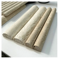 Nouvelle conception de carreaux de marbre beige travertin à rainures courbes, pierre concave à cannelures, carreaux de travertin cannelés pour buffet