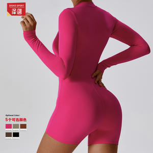 Body de Manga Larga para Mujer Disko Sport, Cuello Abierto, Ajuste Ceñido, Color Sólido, Ropa Deportiva para Baile y Fitness CLT8194 - Product Image 1