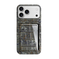 Étui double pour cartes avec aimant pour iPhone 18 17 Pro 18 17 Pro Max en cuir de crocodile véritable patiné exotique