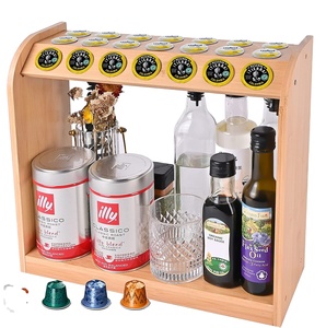 Comptoir de cuisine en bambou de grande capacité, support de capsules de stockage de dosettes de café en bois de bambou Compatible avec <span class=keywords><strong>Nespresso</strong></span> - Product Image 1