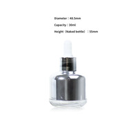 Usine 30ml 50ml rond plat-épaulé électrolytique Snap-On or/argent huile essentielle bouteilles en verre avec compte-gouttes en caoutchouc