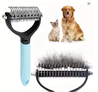 Râteau de toilettage double face pour animaux de compagnie, peignes en ABS pour démêler et éliminer les poils sous-étuis de chiens et chats, brosse anti-poils.
