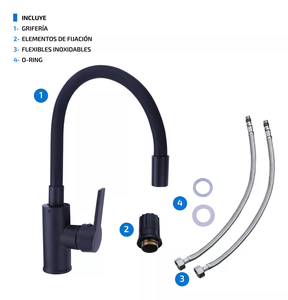 Griferia Cocina Canilla Monocomando Negro Mate Grifo de Cocina con Función Termostática para Hoteles Agua Caliente y Fría - Product Image 6