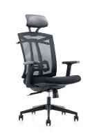 Chaise de bureau à dossier haut réglable en maille noire ergonomique avec appui-tête