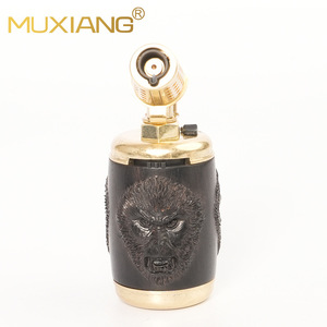 Muxiang Wooden Cigar <b>Lighter</b> Butane Gas Refill <b>Windproof</b> Solid Wood Carving Business Gift - Product Image 1