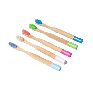 Escova de dentes colorida 100% orgânica para crianças, escova de dentes com cabo redondo ecológico de alta qualidade, mais vendida