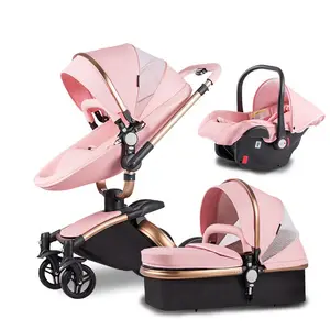 Passeggino di lusso High View Baby carrozzina Carrier fornitore cinese vendita diretta 3 in 1 Logo personalizzato OEM in pelle