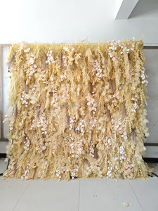 SMOOTH Nuevo Diseño 5D Pampas Grass Champagne Muro de Flores para Boda con Base de Tela Desmontable - Product Image 1