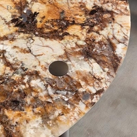 Ensemble de table d'appoint moderne en marbre avec cadre en métal et acier, design rond et rectangulaire créatif pour la maison et la villa