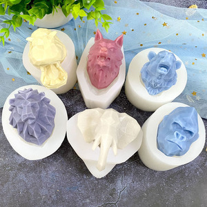 Molde de Silicona para Pastel, Jabón, Vela y Aromaterapia con Forma de Cara de Animal (León, Tigre, Elefante, Lobo, Gorila) para Molde 3D, Modelo B-5075-5 - Product Image 2