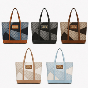 Bolso Tote de Hombro para Mujer, Diseño de Parches en Mezclilla, con Detalles en Cuero PU, Gran Capacidad, Asa Superior, Bolso de Mano Casual para Uso Diario, Oficina y Viajes, OEM ODM - Product Image 6