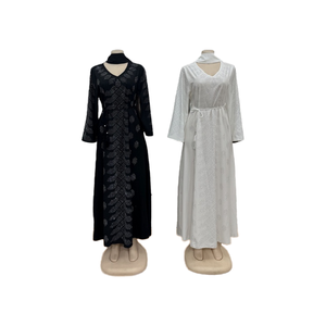 Vente en gros de robes abaya musulmanes pour femmes du Moyen-Orient, manches longues, polyester respirant, avec ceinture en diamant, pour l'hiver, l'automne et le printemps - Product Image 1