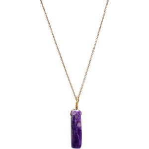 Yashee Natural Purple Charoite Solitaire Pendant Necklace <b>Real</b> Raw <b>Crystal</b> Bezel Setting Women's Gift - Product Image 1
