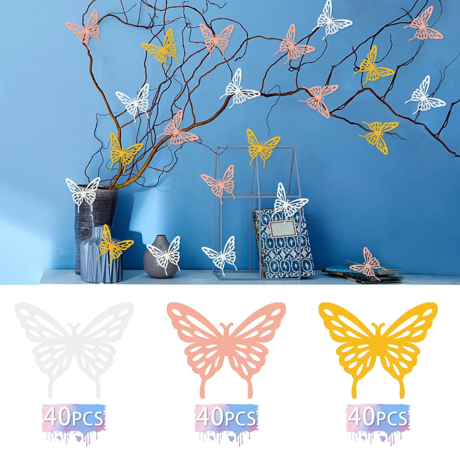 Hot Sale 3D Butterfly Wall Decor 3 Color Wall Sticker Room Mural Decals For Kids Bedroom Nursery Classroom Party Decoration DIY