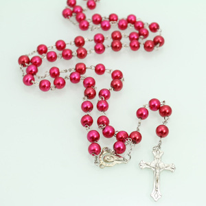 8mm Resin Pearl Cross Pendant Necklace <strong>Rosary</strong> Prayer Baptism Jewelry Maria Jesus Catholic <strong>Christian</strong> Religious Accessories Gift - Product Image 6