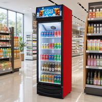 Réfrigérateur vertical pour boissons à double ventilateur 400L, porte vitrée simple, éclairage LED pour café, magasin de bubble tea