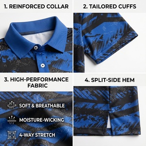 Camisetas Polo para Hombre con Estampado por Sublimación Completa OEM/ODM, Patrón Floral Personalizado, Tela de Poliéster y Spandex, Polos Deportivos de Fábrica - Product Image 3