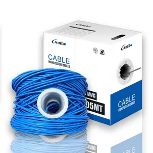 Cabo Ethernet 1000ft Azul 4 pair 1000BASE-T 23AWG 0.57mm rede cabo ftp cat6e 24awg com fullbox rede cabo categoria 6a f