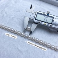 Collier de perles d'eau douce naturelles blanches parfaitement rondes de qualité 4A, 7-8 mm, avec un lustre intense de type Akoya, tendance 2026