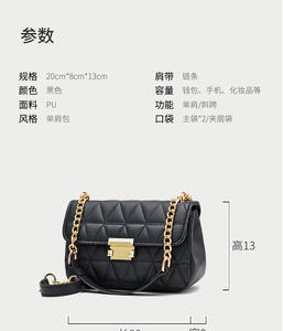 กระเป๋าผู้หญิงหรูหรา2024แฟชั่นใหม่กระเป๋าสะพายข้างสายโซ่ปักลายพื้นผิวด้าย - Product Image 5