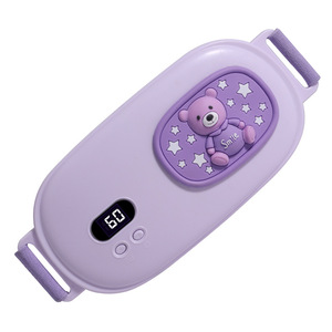 Cinturón de masaje térmico portátil con terapia infrarroja para cintura, caderas y piernas, recargable por USB, color rosa y morado - Product Image 3