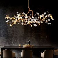 Lustre suspendu LED moderne de luxe en cuivre doré, design branche d'arbre, hauteur réglable, personnalisable, pour salon et villa