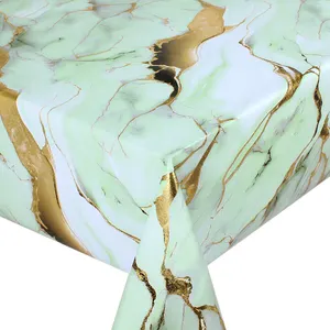 PVC Marble Design Golden Fashion Fabric Tablecloth