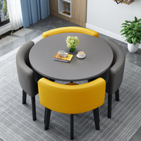 Ensemble table et chaises rondes modernes de luxe, avec pieds en métal, convient pour 4 personnes, mobilier de restaurant