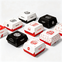 Boîte à hamburger biodégradable robuste et écologique en gros avec impression personnalisée et pelliculage brillant pour restaurants