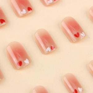 Uñas Postizas Suaves y Adorables con Diseño de Corazones, Pegatinas de Uñas con Efecto Rubor, Puntas de Manicura, Uñas Cortas para Transmisión en Vivo - Product Image 5