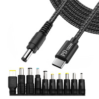 Câble d'alimentation USB Type C vers DC 100W PD à charge rapide 20V 5A, cordon de chargeur pour ordinateur portable, convertisseur multi-prises DC pour ordinateur portable