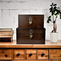 Mallette de rangement en bois décorative artisanale armoire conteneur couvercle à charnière organisateur boîtes à souvenirs en bois avec serrure et clés
